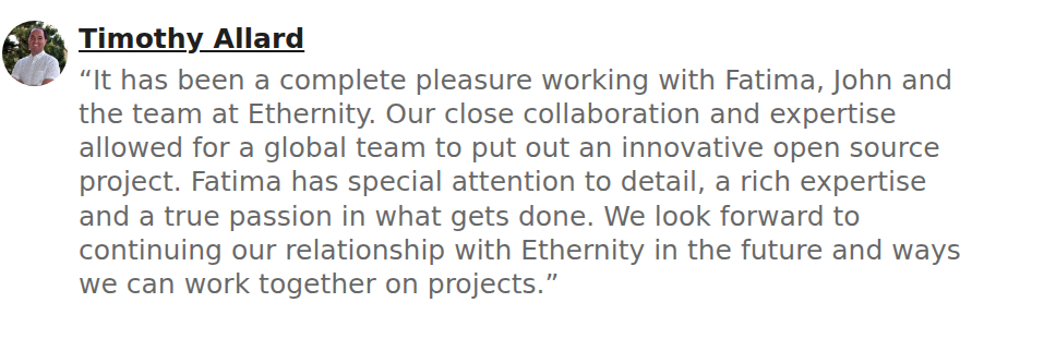 Recommendation from Timothy Allard